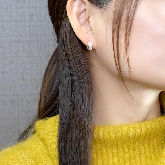 ピアス ペア ダイヤモンド フープピアス リング 中折れ式
